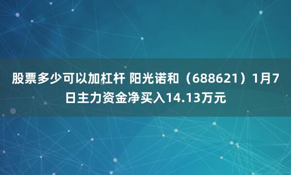 股票多少可以加杠杆 阳光诺和（688621）1月7日主力资金净买入14.13万元