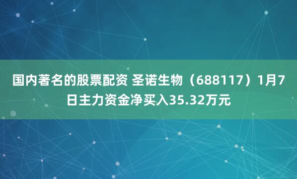 国内著名的股票配资 圣诺生物（688117）1月7日主力资金净买入35.32万元