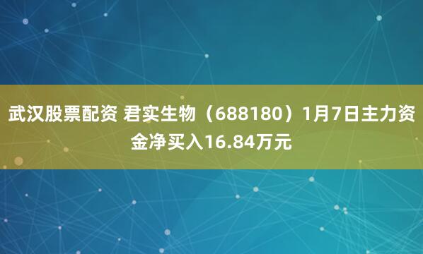 武汉股票配资 君实生物（688180）1月7日主力资金净买入16.84万元