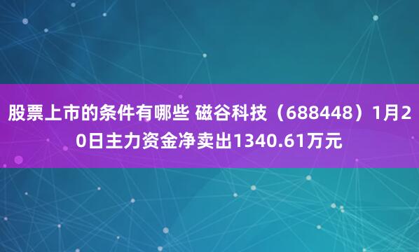 股票上市的条件有哪些 磁谷科技（688448）1月20日主力资金净卖出1340.61万元