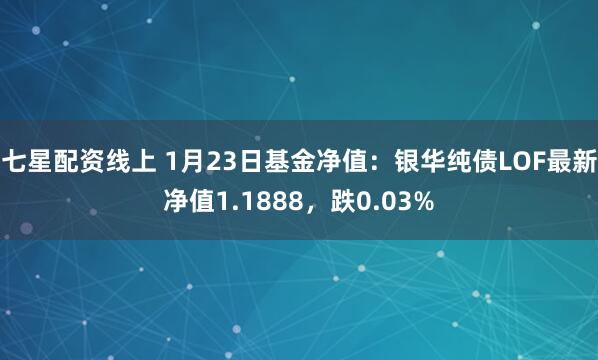 七星配资线上 1月23日基金净值：银华纯债LOF最新净值1.1888，跌0.03%