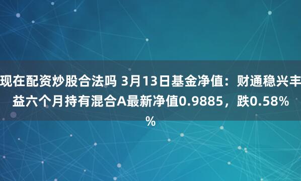 现在配资炒股合法吗 3月13日基金净值：财通稳兴丰益六个月持有混合A最新净值0.9885，跌0.58%